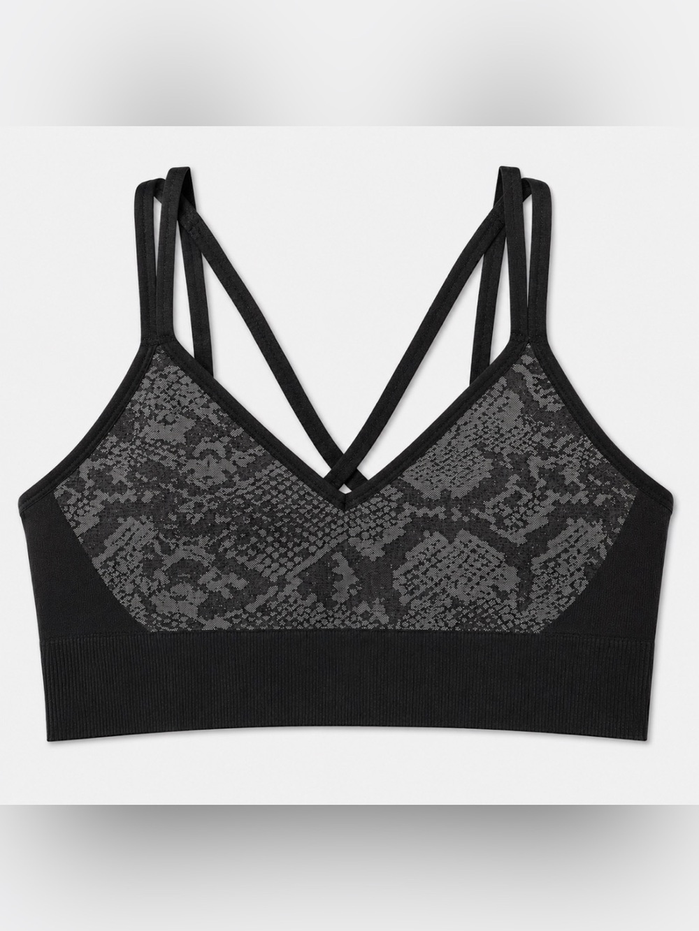 JoyLab Gray Black Snakeskin Print Strappy Sports Bra